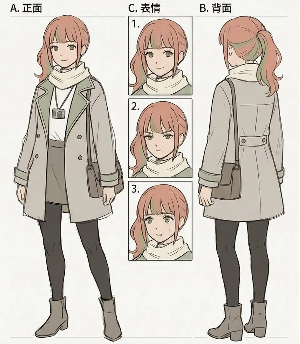 キャラクターのリファレンスシート